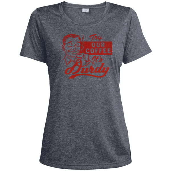 Durdy Coffee Sport-Tek Ladies' Heather Dri-Fit Moisture-Wicking T-Shirt