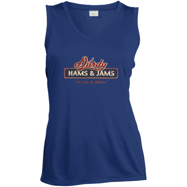 Durdy Hams & Jams Sport-Tek Ladies' Sleeveless Moisture Absorbing V-Neck
