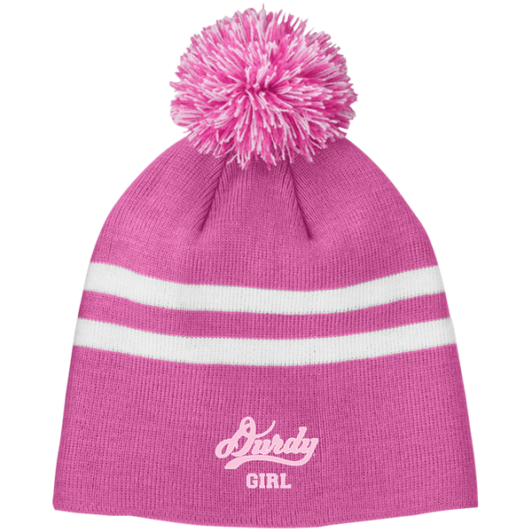 Durdy Girl Team 365 Striped Pom Beanie