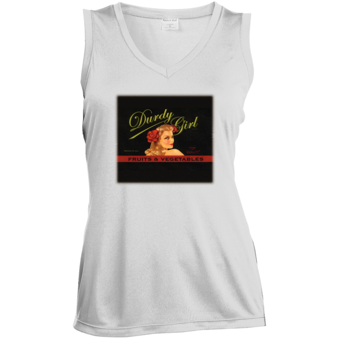 Durdy Fruits & Veggies  Sport-Tek Ladies' Sleeveless Moisture Absorbing V-Neck