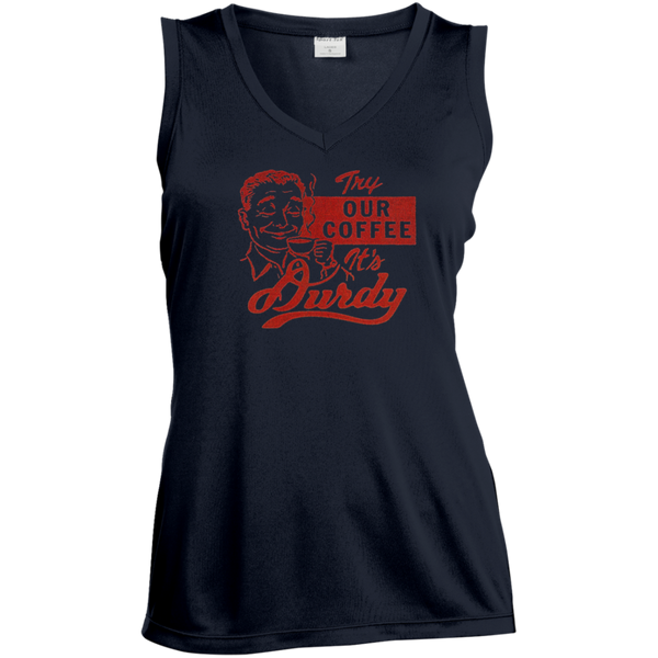 Durdy Coffee Sport-Tek Ladies' Sleeveless Moisture Absorbing V-Neck