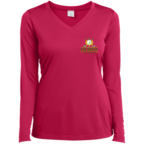 Durdy Country Club Sport-Tek Ladies' LS Performance V-Neck T-Shirt