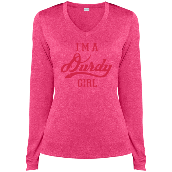 Durdy Girl Sport-Tek Ladies' LS Heather Dri-Fit V-Neck T-Shirt