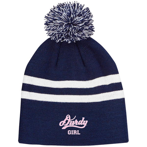 Durdy Girl Team 365 Striped Pom Beanie
