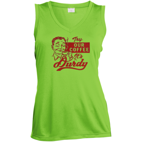 Durdy Coffee Sport-Tek Ladies' Sleeveless Moisture Absorbing V-Neck