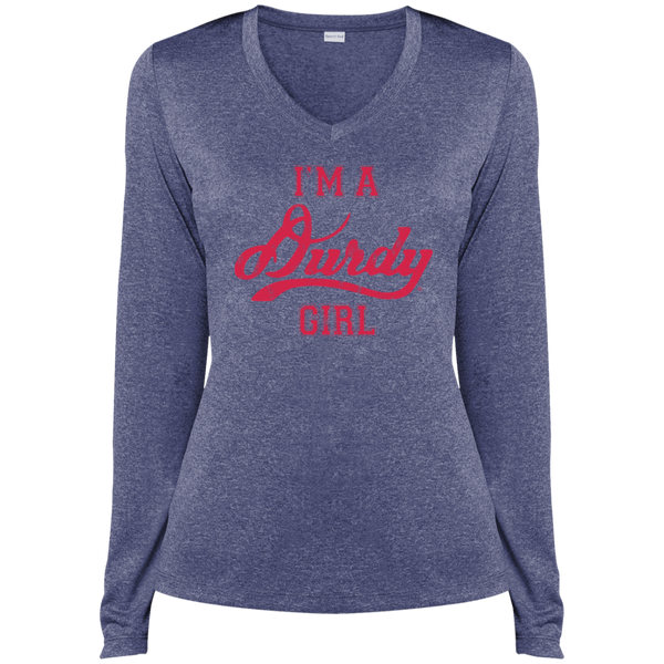 Durdy Girl Sport-Tek Ladies' LS Heather Dri-Fit V-Neck T-Shirt