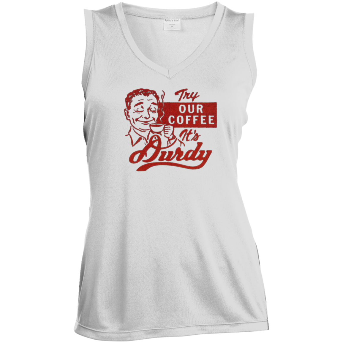 Durdy Coffee Sport-Tek Ladies' Sleeveless Moisture Absorbing V-Neck