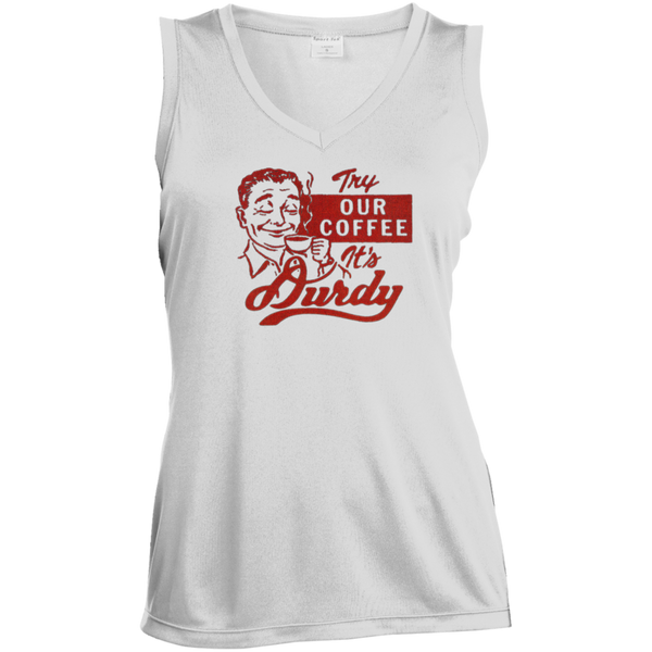 Durdy Coffee Sport-Tek Ladies' Sleeveless Moisture Absorbing V-Neck
