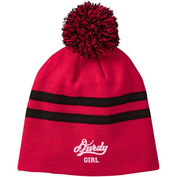 Durdy Girl Team 365 Striped Pom Beanie