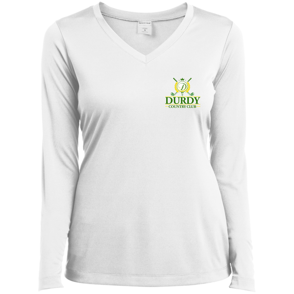 Durdy Country Club Sport-Tek Ladies' LS Performance V-Neck T-Shirt