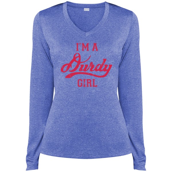 Durdy Girl Sport-Tek Ladies' LS Heather Dri-Fit V-Neck T-Shirt