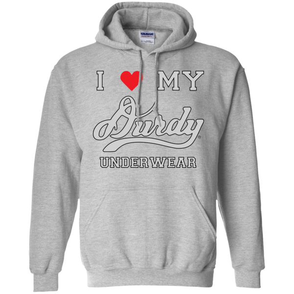 I Love Durdy Underwear Gildan Pullover Hoodie 8 oz.
