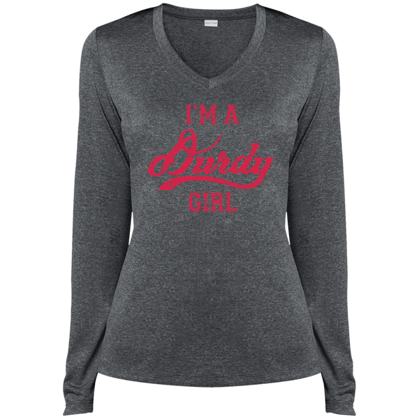 Durdy Girl Sport-Tek Ladies' LS Heather Dri-Fit V-Neck T-Shirt